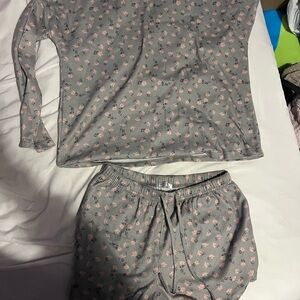 Floral Pajama Set in Gray and Pink
